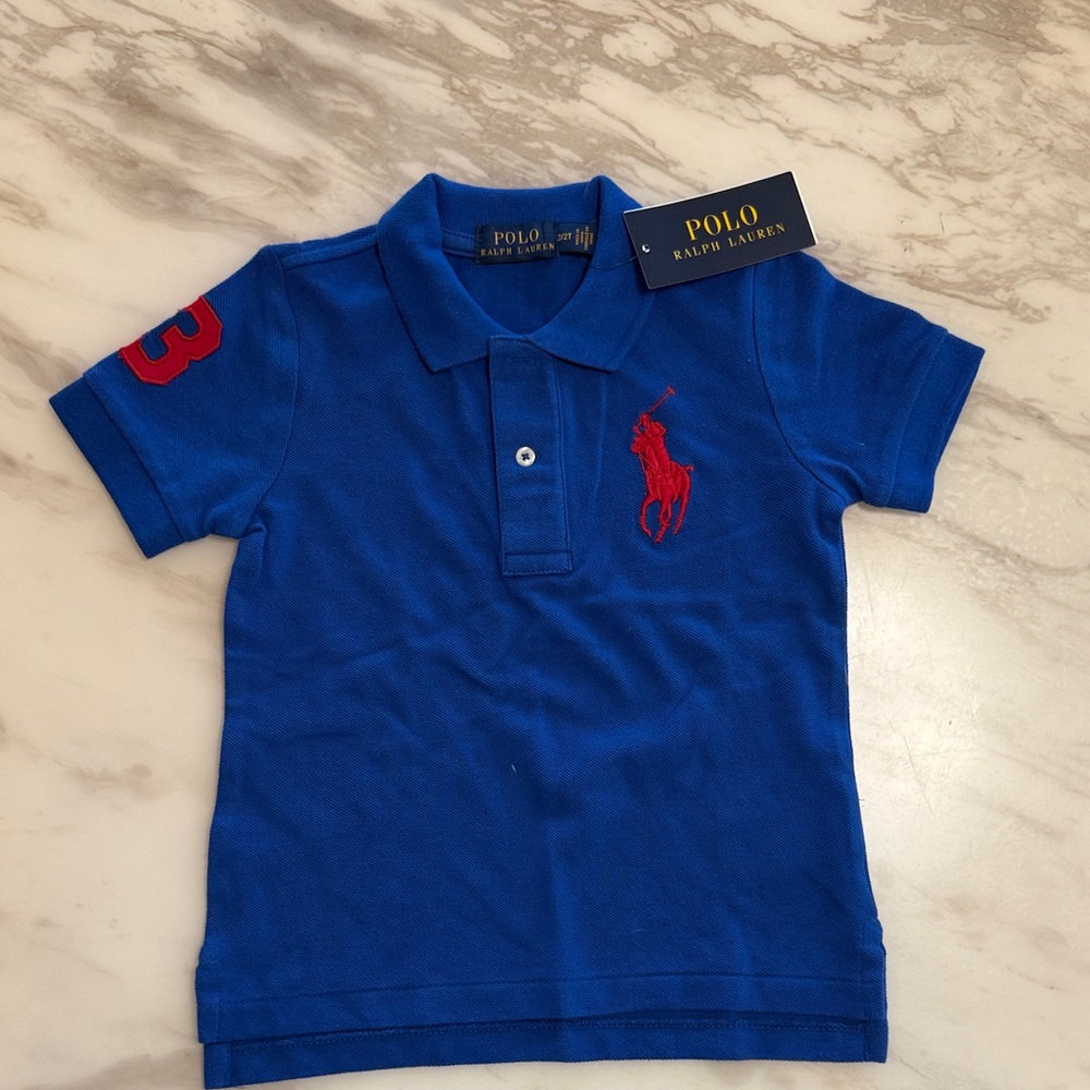 Polo by Ralph Lauren Kids Royal Blue Polo with Red Logo size 2T new with tags
